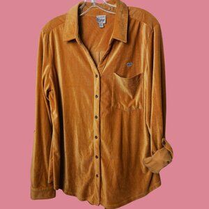 Como Vintage Mustard Soft Corduroy Women Shirt XLarge
